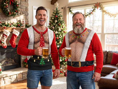 Funny Hairy Chest Santa Claus Christmas Sweater