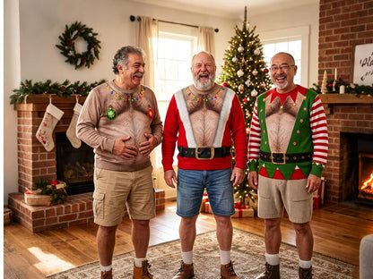 Funny Hairy Chest Santa Claus Christmas Sweater