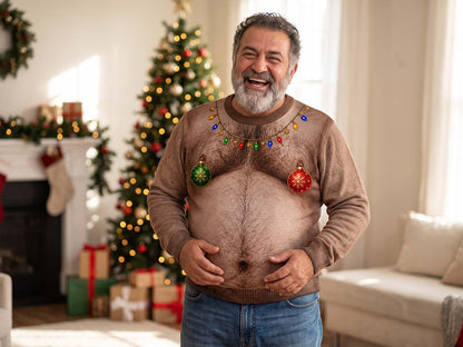 Funny Hairy Chest Santa Claus Christmas Sweater