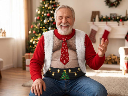 Funny Hairy Chest Santa Claus Christmas Sweater