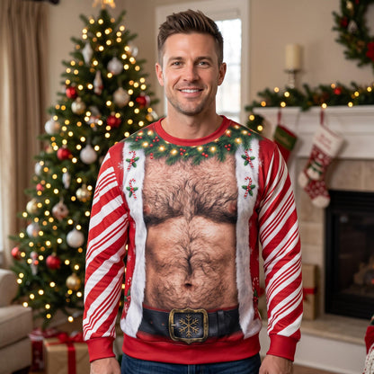 Funny Hairy Chest Santa Ugly Christmas Sweater