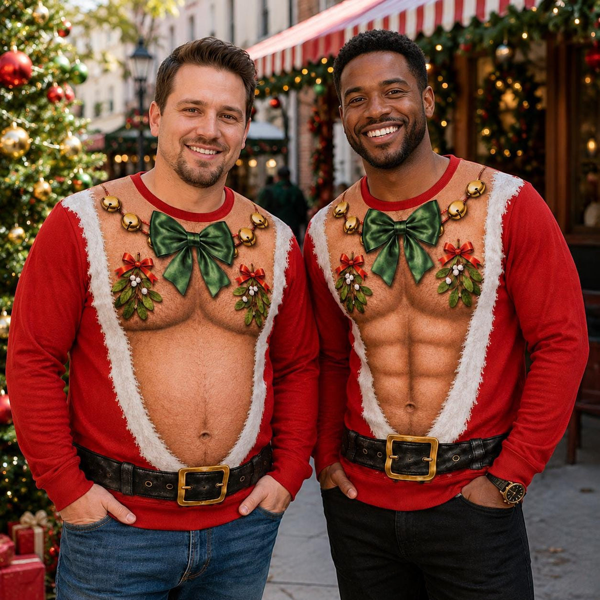 Funny Hairy Chest Santa Ugly Christmas Sweater