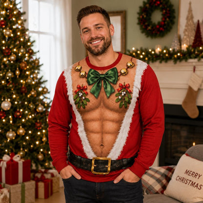 Funny Hairy Chest Santa Ugly Christmas Sweater