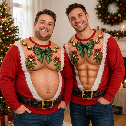 Funny Hairy Chest Santa Ugly Christmas Sweater