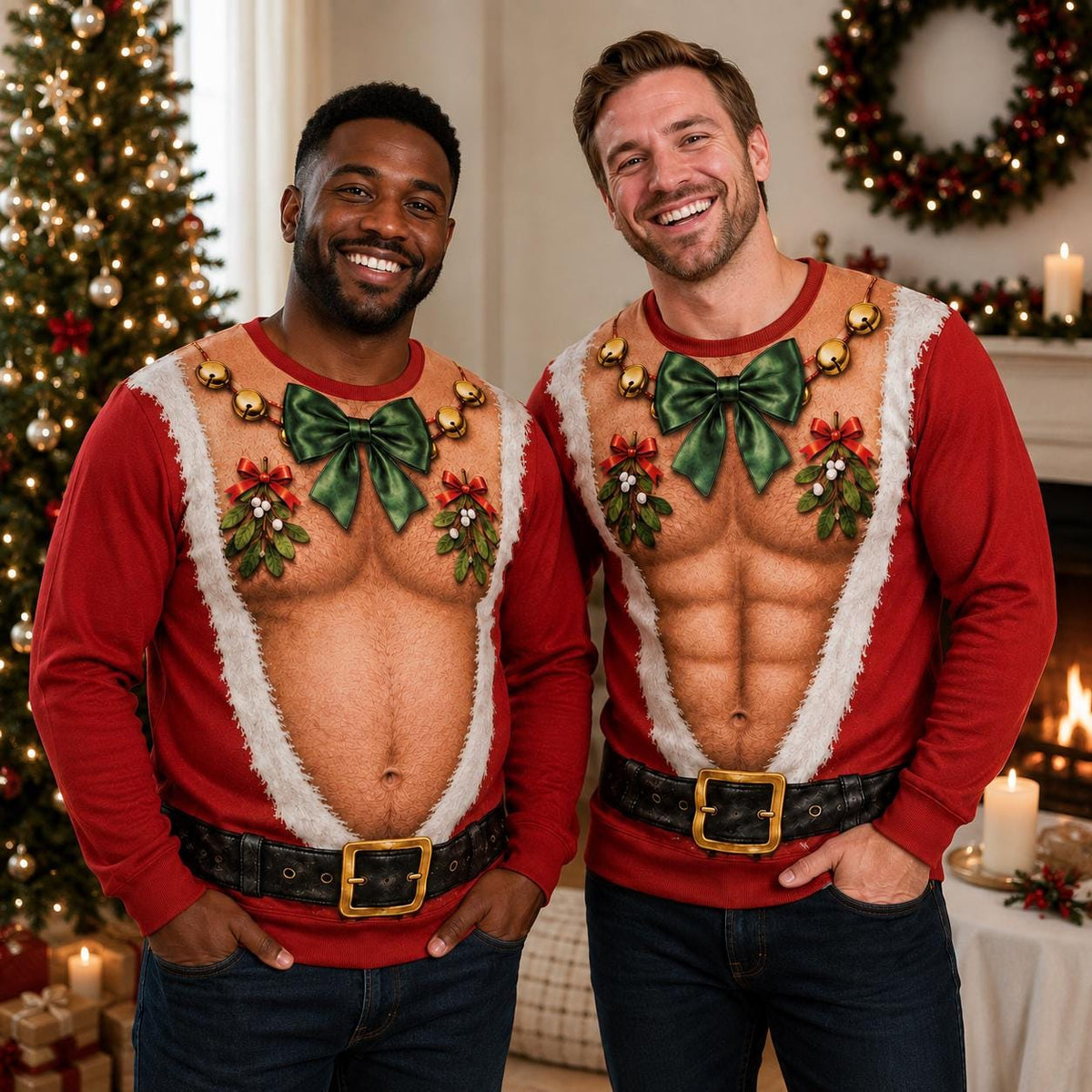 Funny Hairy Chest Santa Ugly Christmas Sweater
