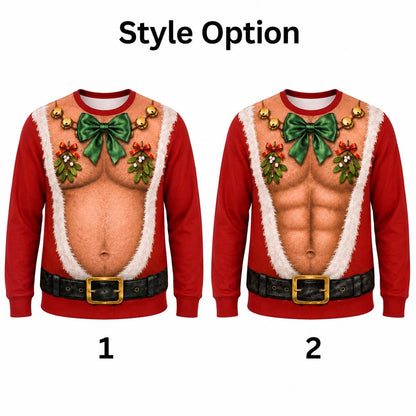 Funny Hairy Chest Santa Ugly Christmas Sweater