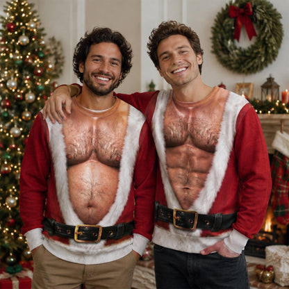 Funny Hairy Chest Santa Ugly Christmas Sweater