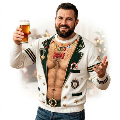 Funny Hairy Chest Ugly Christmas Sweater