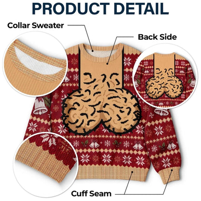 Funny Hairy Chest & Bells Christmas Ugly Sweater