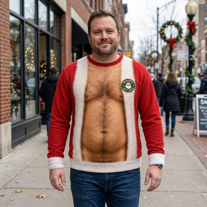 Funny Hairy Chest & Butt Crack Christmas Sweater