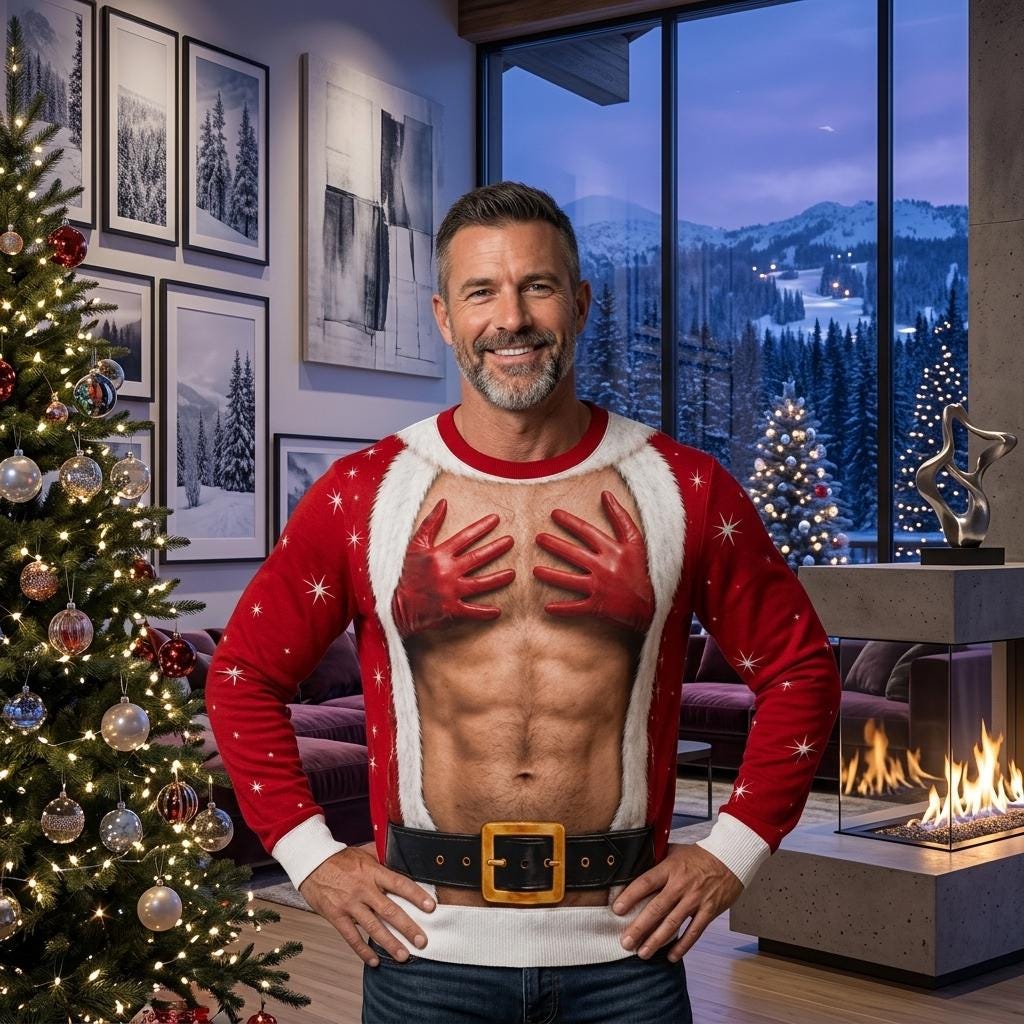 Funny Hands Chest Santa Ugly Christmas Sweater