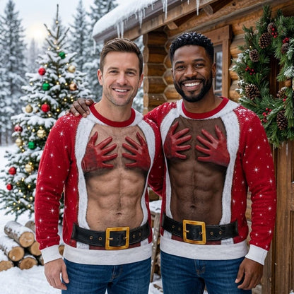 Funny Hands Chest Santa Ugly Christmas Sweater
