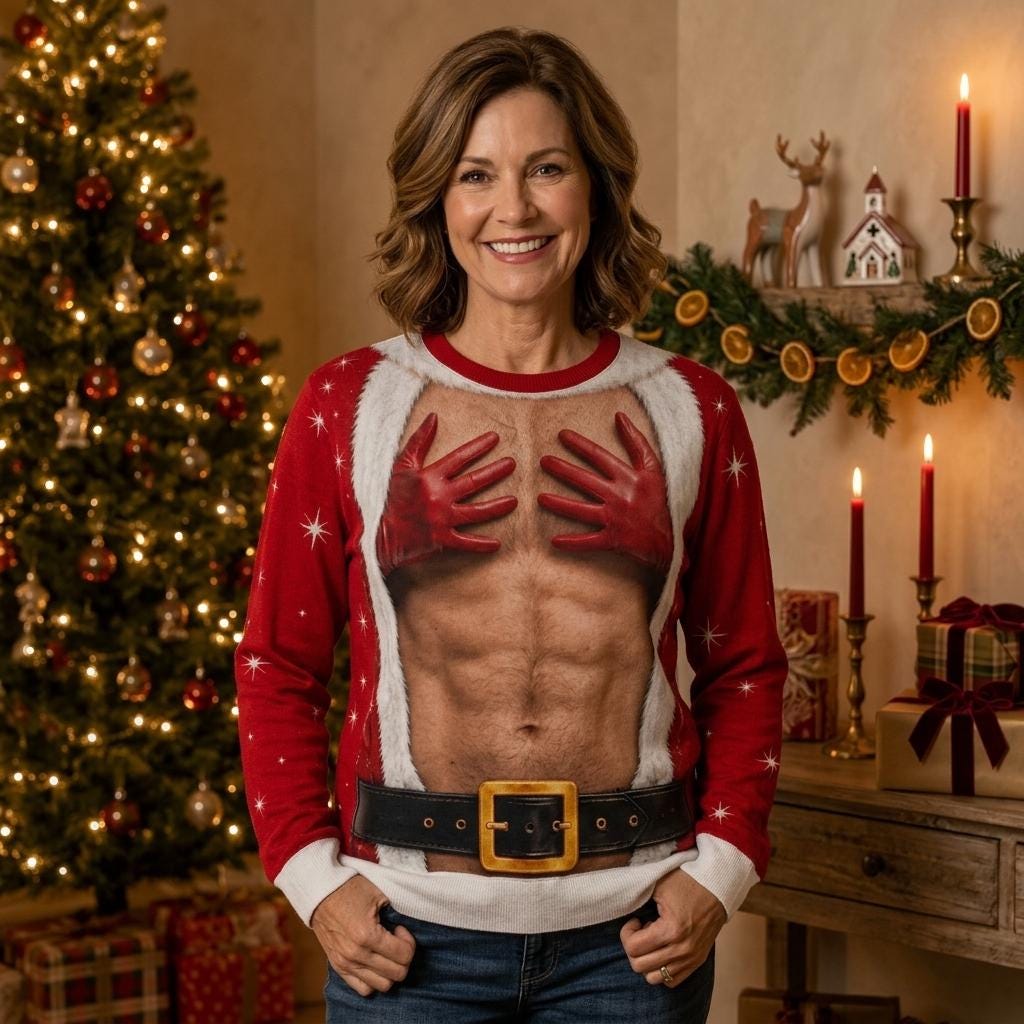 Funny Hands Chest Santa Ugly Christmas Sweater