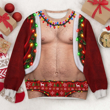 Funny Men Chest Briefs Ugly Christmas Sweater Sweatshirt