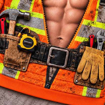 Funny Men's Construction Worker Ugly Christmas Sweater