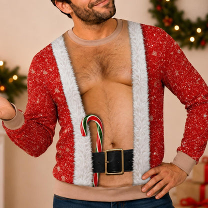 Funny Men's Naughty Hairy Santa Christmas Sweater