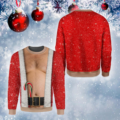 Funny Men's Naughty Hairy Santa Christmas Sweater
