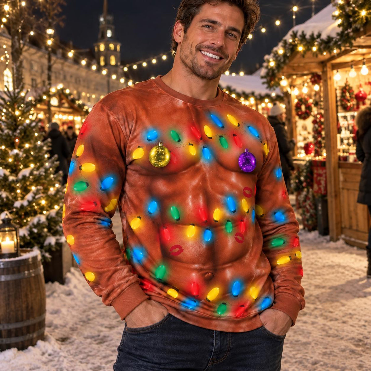 Funny Muscle Chest Light Up Ugly Christmas Sweater