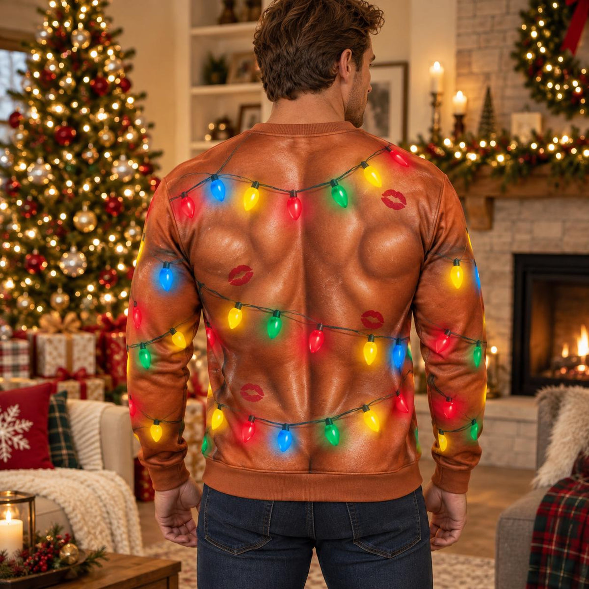 Funny Muscle Chest Light Up Ugly Christmas Sweater