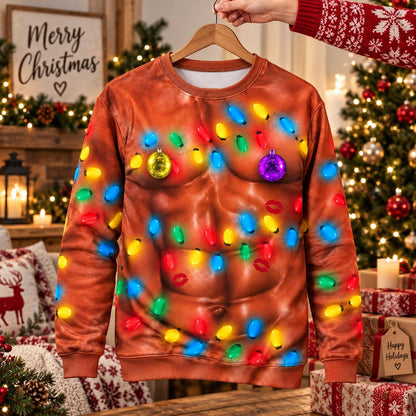 Funny Muscle Chest Light Up Ugly Christmas Sweater