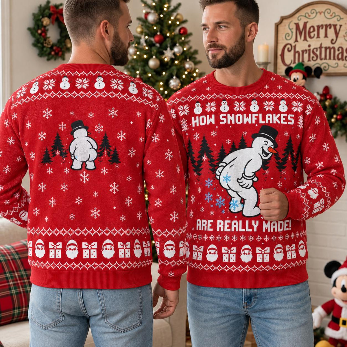 Funny Red Snowman How Snowflakes Are Made Sweater