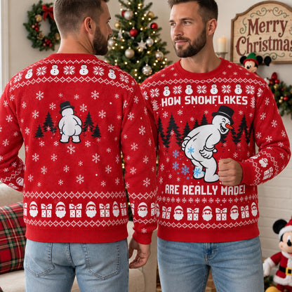 Funny Red Snowman How Snowflakes Are Made Sweater