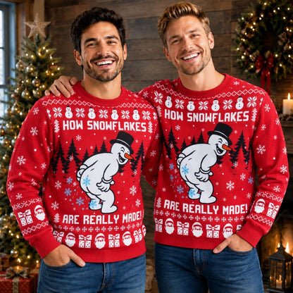 Funny Red Snowman How Snowflakes Are Made Sweater