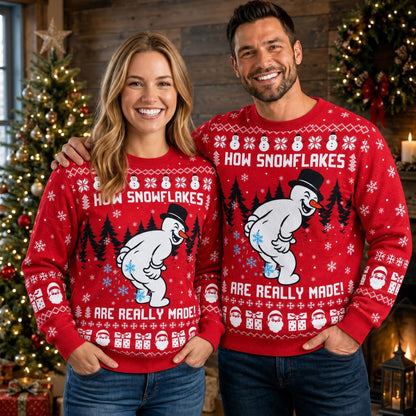 Funny Red Snowman How Snowflakes Are Made Sweater
