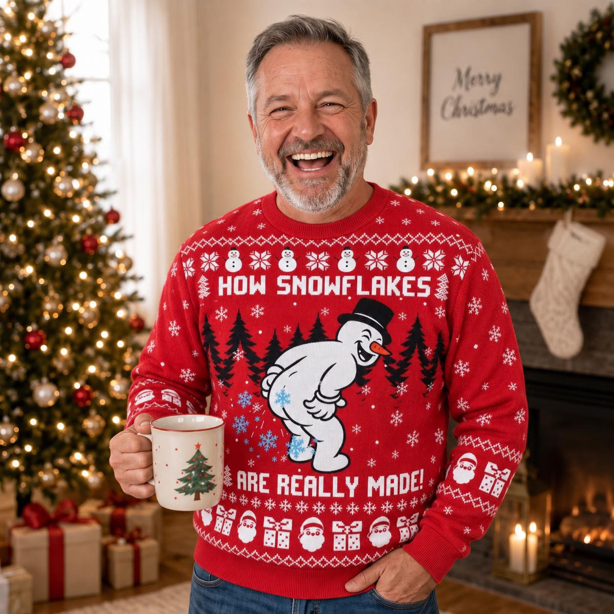 Funny Red Snowman How Snowflakes Are Made Sweater