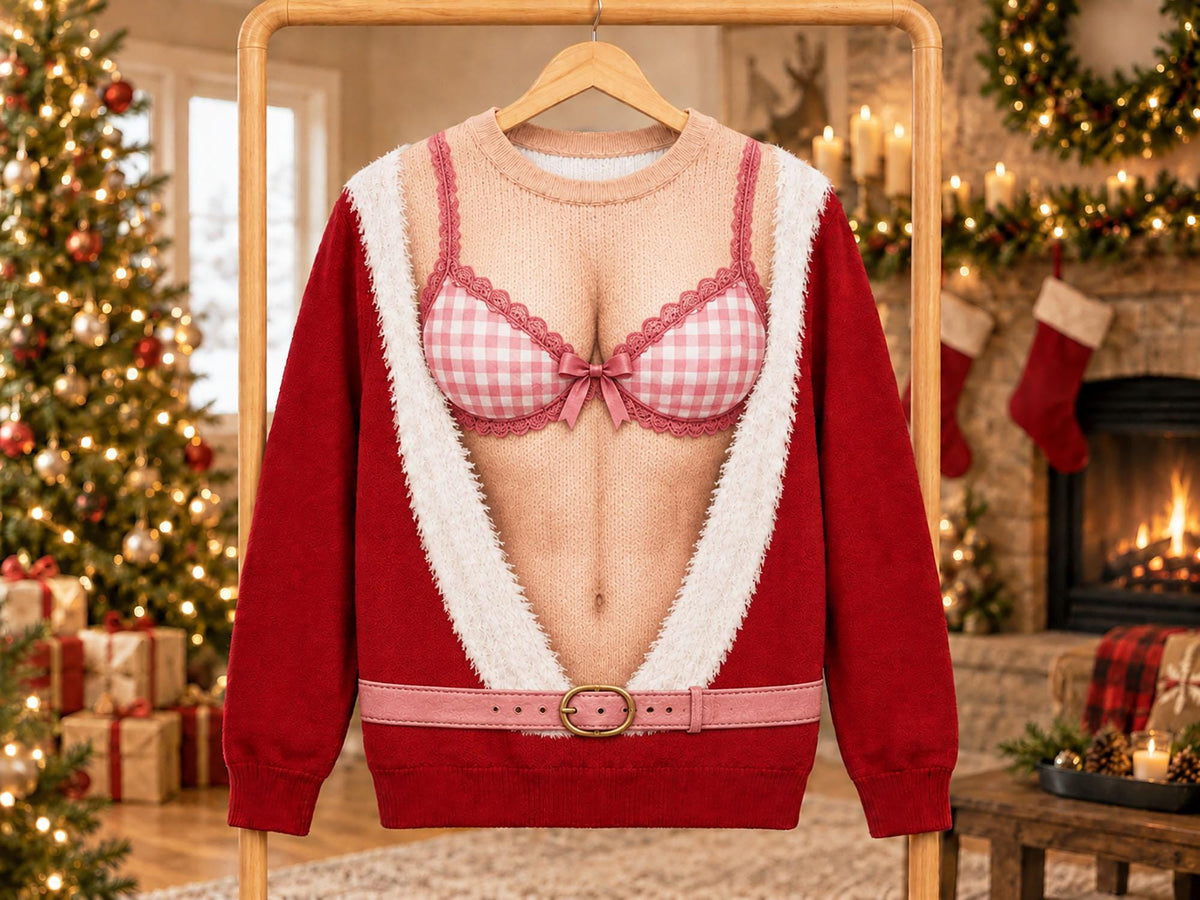 Funny Santa Six-Pack Abs Christmas Sweater
