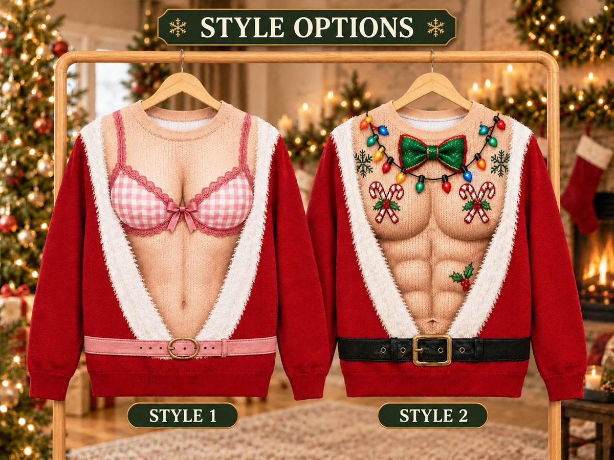 Funny Santa Six-Pack Abs Christmas Sweater