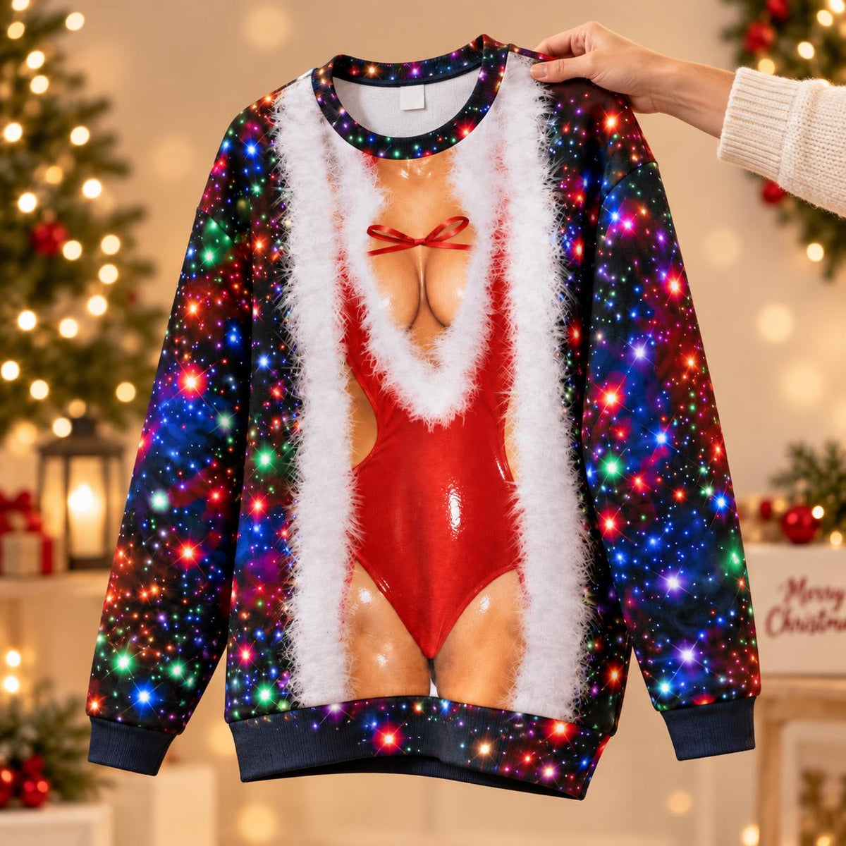 Funny Sexy Santa Swimsuit Christmas Sweater