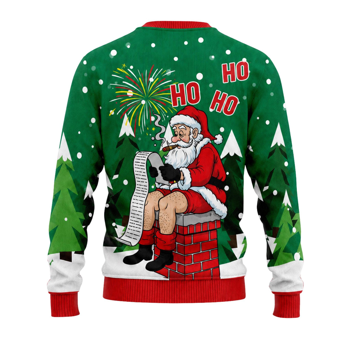 Funny Smoking Santa Chimney Ugly Christmas Sweater