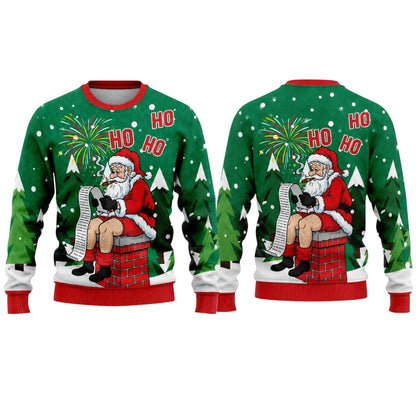 Funny Smoking Santa Chimney Ugly Christmas Sweater