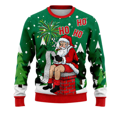 Funny Smoking Santa Chimney Ugly Christmas Sweater