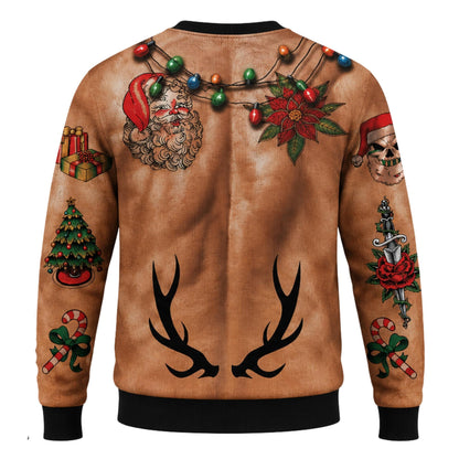Funny Tattooed Chest Muscle Abs Ugly Christmas Sweater