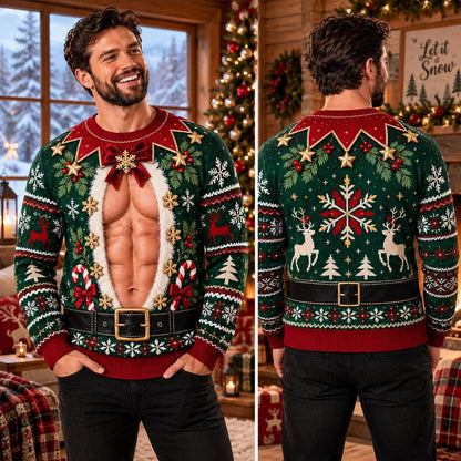 Funny Women Abs Graphic Ugly Christmas Sweater Sweatshirt