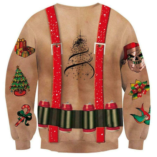 Funny Xmas Skin Tattoo Beer Belt Ugly Sweater