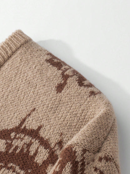 Round Neck Knitted Eye Sweater for Men