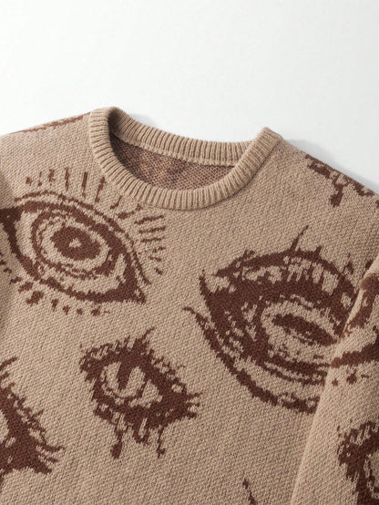 Round Neck Knitted Eye Sweater for Men