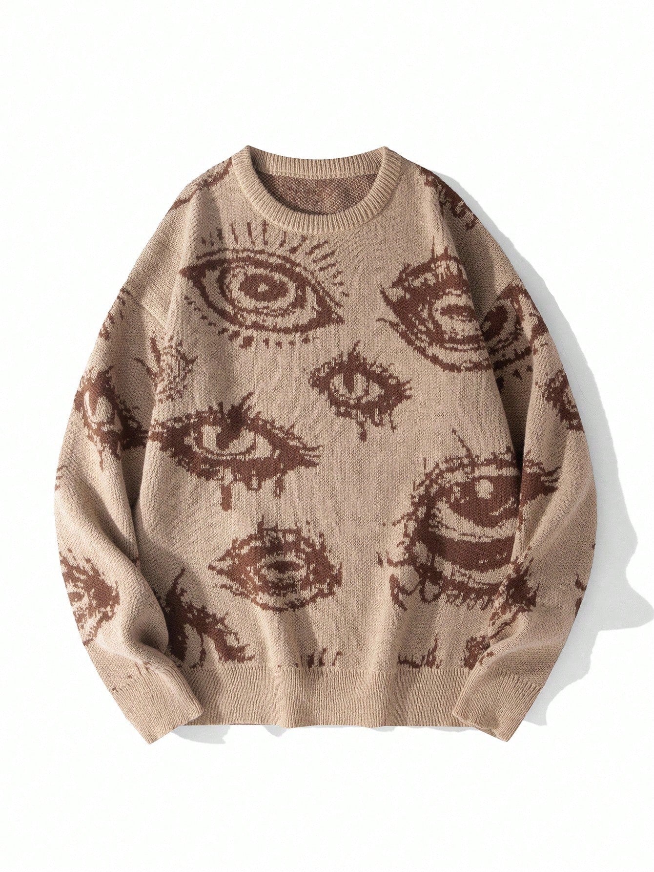 Round Neck Knitted Eye Sweater for Men