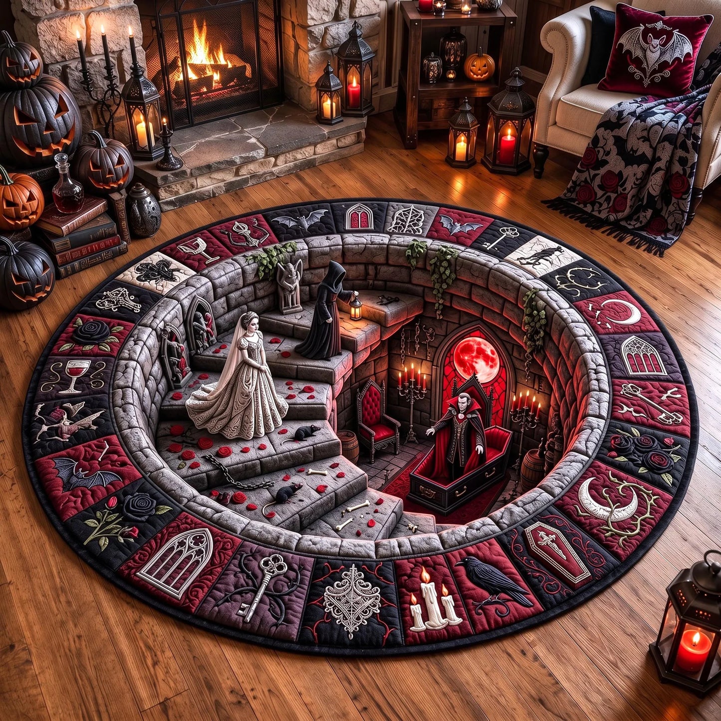 Phantom Stairway Quilted Round Mat
