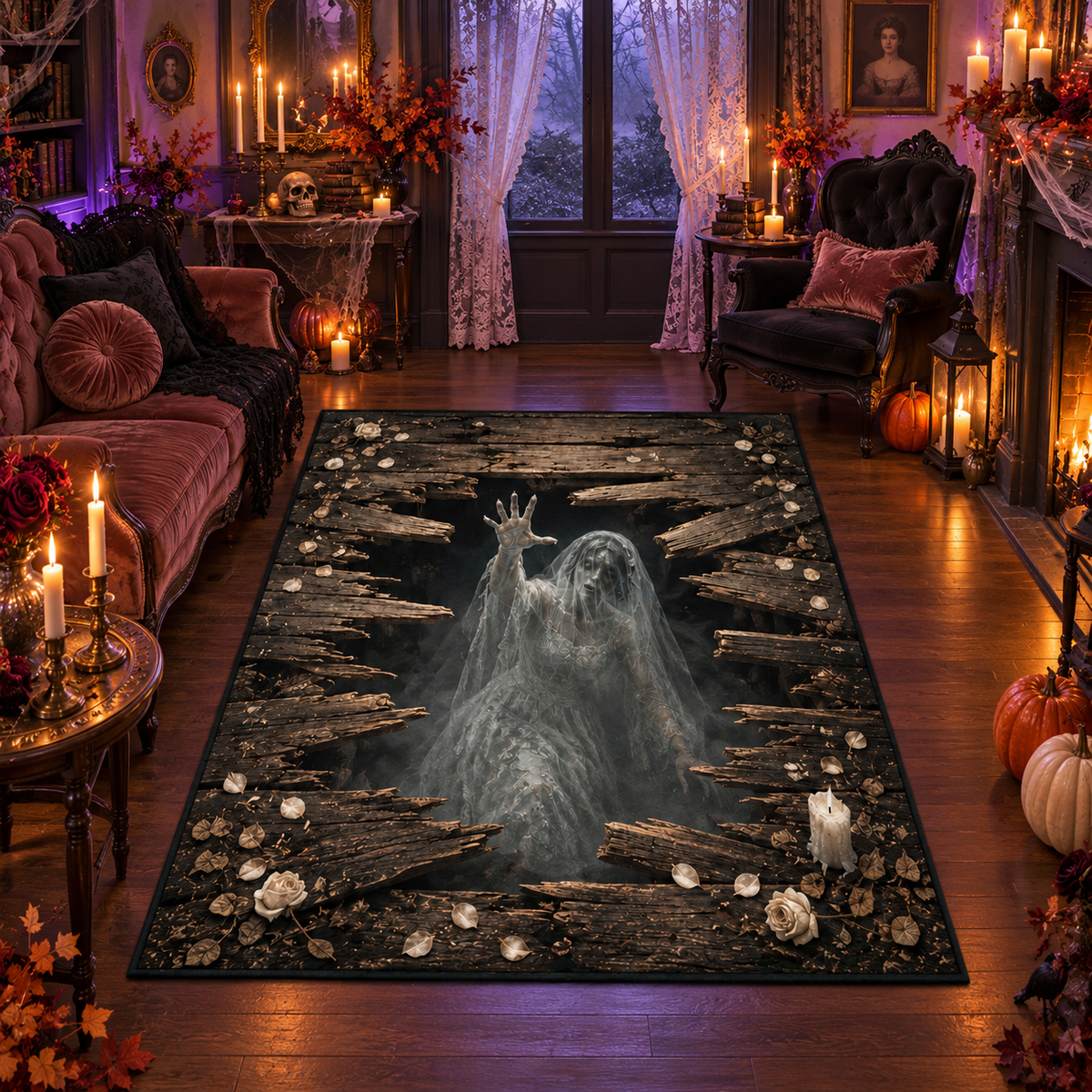 Ghost Bride Hole Halloween Area Rug