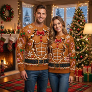 Gingerbread Muscle Chest Christmas Sweatshirt