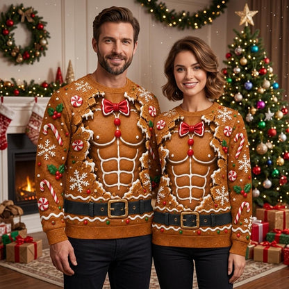 Gingerbread Muscle Chest Christmas Sweatshirt