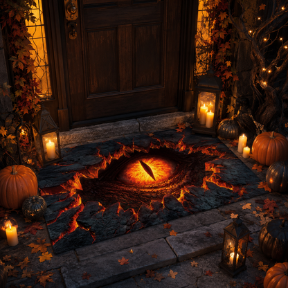 Glowing Dragon Eye Cracked Lava Halloween Gate Doormat