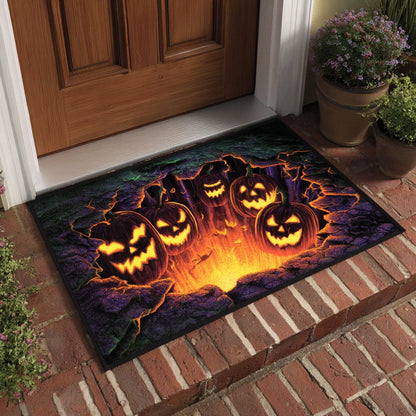 Glowing Jack-O-Lanterns Pit Halloween Gate Doormat
