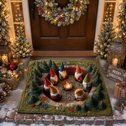 Gnomes Campfire Forest Pit Christmas Gate Doormat