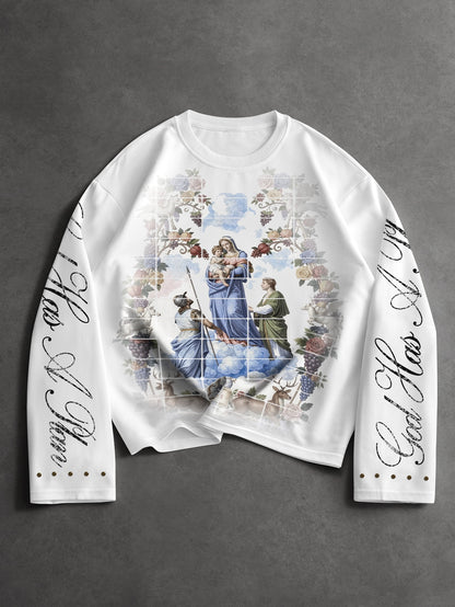 God Has A Plan Renaissance Graphic Long Sleeve Tee