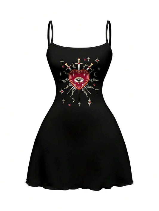 Goth Dark Punk All Over Print Mini Dress